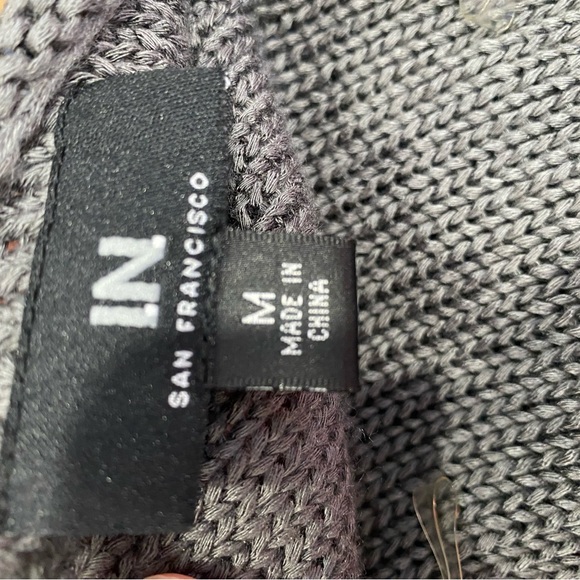 I.N. San Francisco Gray Boho Fringe Cardigan Sweater size Medium EUC Western - Picture 10 of 11
